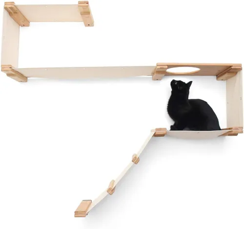 Vista 2 de CatastrophiCreations Play - Hamaca para gatos y centro de actividades de escalada - Árbol de gato montado en la pared