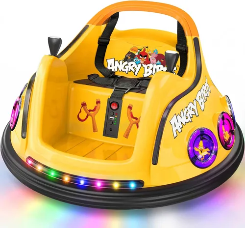 Vista 8 de ANPABO Coches chocones de 12V para niños pequeños con giros de 360°, control remoto, luces arcoíris y Bluetooth, 3 velocidades, coche chocón