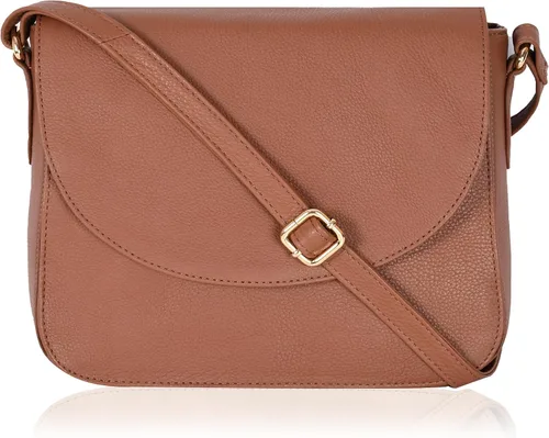 Vista 27 de Bolso bandolera de cuero genuino para mujer con correa ajustable, bolsillo para móvil y cremallera exterior e