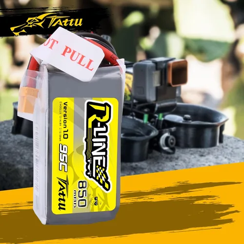 Vista 6 de TATTU R-Line 850mAh 14.8V 95C 4S LiPo Batería con XT60 Plug para Multirotor FPV de Tamaño 100 a 180