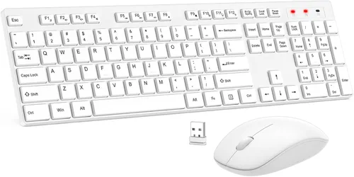 Vista 9 de Combo de teclado y mouse inalámbrico, EDJO, teclado y mouse USB inalámbrico silencioso de tamaño completo, 2.4GHz sin retraso, larga duración