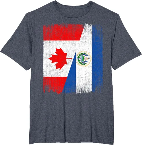 Vista 56 de Camiseta Half Canada El Salvador Flag Canadian Salvadoran Pride Roots