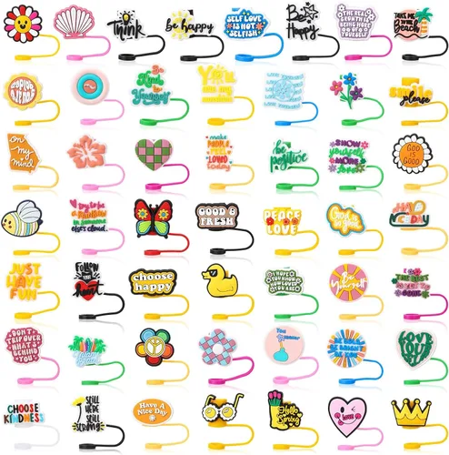 Vista 2 de 50 tapas de popote compatibles con Stanley Cup, de silicona, reutilizables, para tazas, de 30 y 40 onzas, accesorios de vaso de 0.394 in