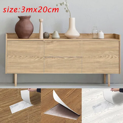 Vista 4 de Azulejos autoadhesivos de grano de madera de 7.87 x 118.11 pulgadas, azulejos de vinilo para despegar y pegar para dormitorio, cocina, beige