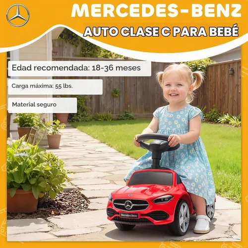 Vista 6 de Qaba Mercedes-Benz Clase C - Auto de paseo para niños de 18 a 36 meses Rojo