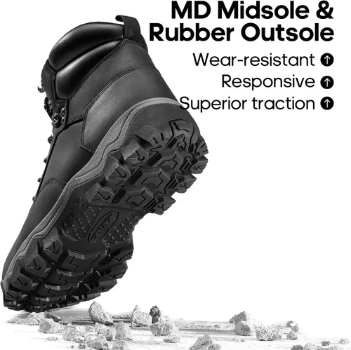 Vista 4 de NORTIV 8 Botas de senderismo para hombre, impermeables, a medio tobillo, botas de trekking para exteriores, botas de senderismo de cuero
