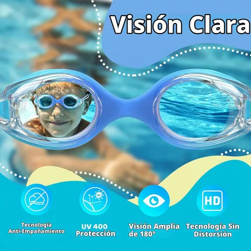 Vista 3 de Vvinca Kids Swim Goggles with Bungee Strap，Quick Adjust Kids Goggles 3-14