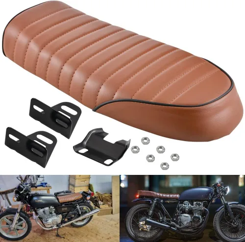 Vista 10 de KaTur - Sillín de asiento universal para motocicleta, estilo retro, color negro, para Honda, Negro