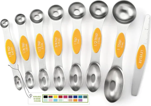 Vista 28 de Spring Chef Juego de cucharas medidoras magnéticas de acero inoxidable con imanes N45 fuertes, accesorios de cocina de metal resistente para hornear