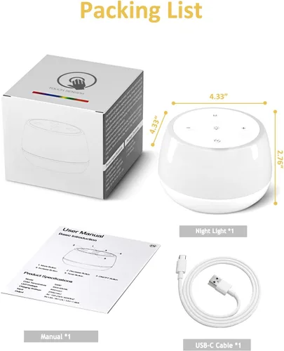 Vista 7 de Luz nocturna para niños, 3 modos y 9 colores cambiantes, lámpara de noche recargable sin interrupciones, lámpara de mesa táctil portátil