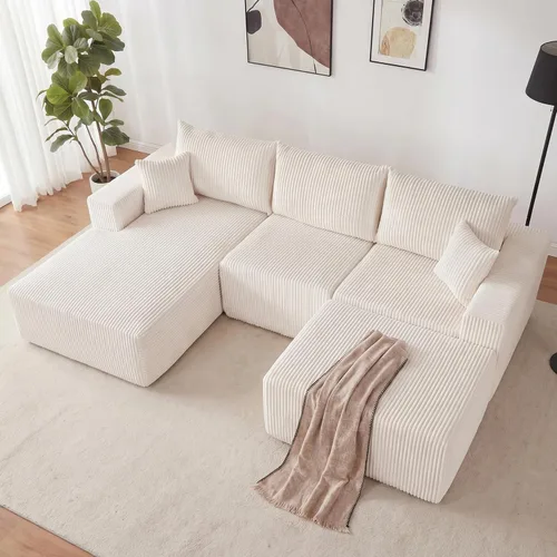 Vista 34 de Sofá seccional modular de 108", sofá seccional Cloud con asiento profundo, sofá modular moderno en forma de L con chaise, sofás tapizados sin Beige