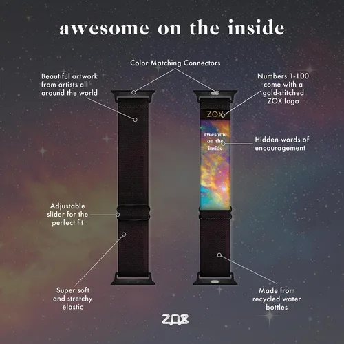 Vista 2 de ZOX Correa para Apple Watch, banda elástica con afirmaciones motivacionales y hermosas obras de arte, regalos para hombres, mujeres y niños