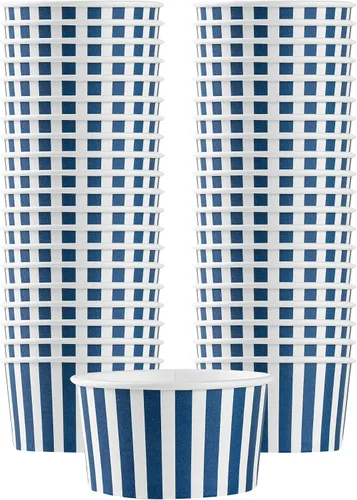 Vista 64 de Restaurantware Coppetta - Vasos de postre de 3 onzas, 50 tazas desechables para helado, tapas se venden por separado, cuencos de papel a cuadros