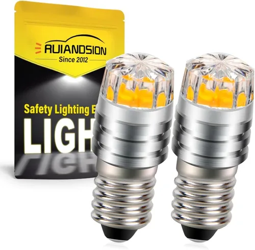 Vista 8 de Ruiandsion 2 unids 2W COB 3V E10 Base LED Actualización Bombilla Reemplazo para Linternas Antorcha LED Luz, Blanco