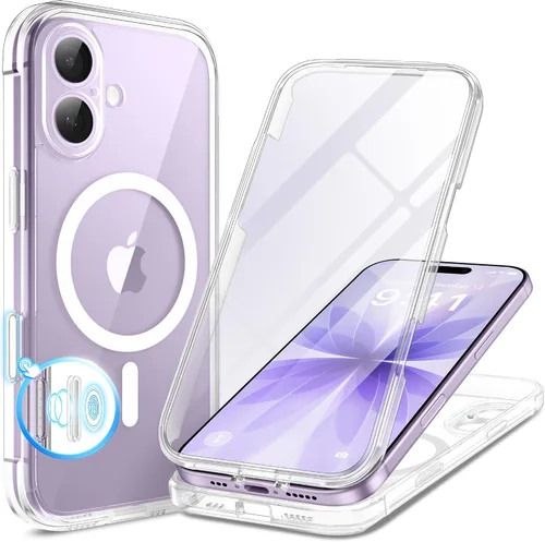 Vista 10 de BERFY Funda para iPhone 17 Pro Max, compatible con MagSafe, protector de pantalla de vidrio integrado, protección de cámara, funda de cuerpo