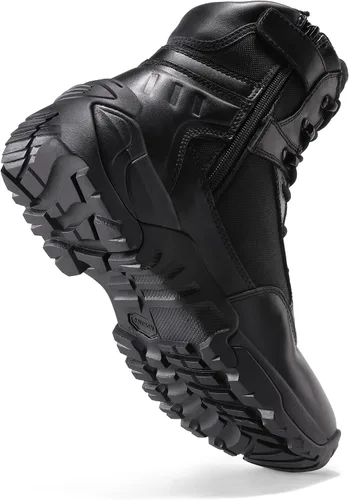 Vista 3 de NORTIV 8 Men's Side Zipper Military Tactical Work Boots Leather Motorcycle Combat Boots