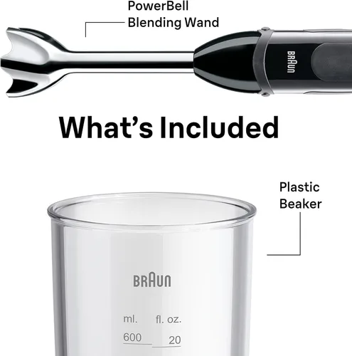 Vista 6 de Braun MQ5000 Vario - Batidora de mano de inmersión de 21 velocidades con Turbo Boost, cuchillas de acero inoxidable, control de salpicaduras