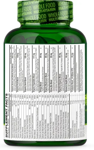 Vista 8 de Whole Food Multivitamínico para mujeres – Multi Vitaminas, Minerales, Extractos Orgánicos – Vegano Vegetariano – Mejor para la Energía Diaria