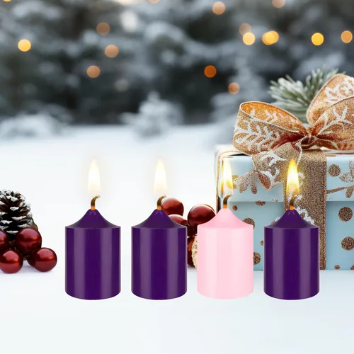 Vista 5 de Mega Candles Juego de 4 piezas de velas de Adviento de Navidad sin perfume, vertidas a mano de cera premium con parte superior en forma de campana