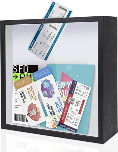 Vista 11 de ZEEYUAN Caja de archivo de aventura de viaje de 12 x 12 pulgadas, regalo para papá, regalo de esposa, hija e hijo, caja de sombra de memoria