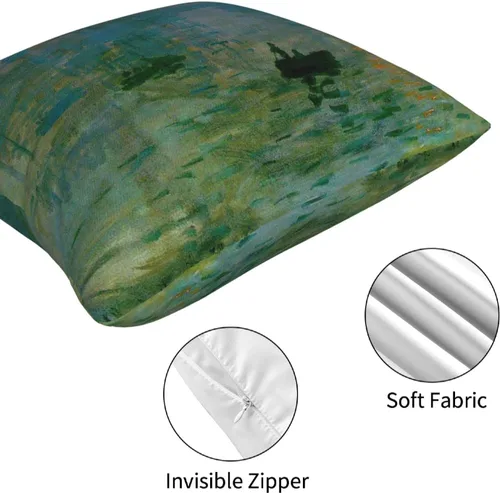 Vista 7 de Claude Monet - Juego de 4 fundas de almohada de pintura de 18 x 18 pulgadas, fundas de almohada cuadradas decorativas para sofá, auto