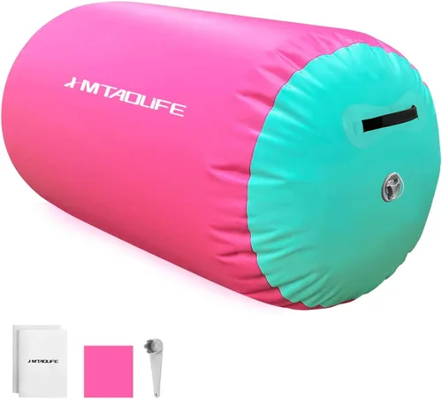 Vista 8 de Gymnastics Air Roller Air Barrel, Inflatable Tumble Roller Mat, Air Roller Gymnastics Barrel Kids Back Somersault Backbend Trainer for Yoga Training