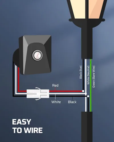 Vista 4 de EDISHINE Accesorios de luz de poste para exteriores, sensor de atardecer a amanecer, interruptor fotoeléctrico para luz de poste al aire libre