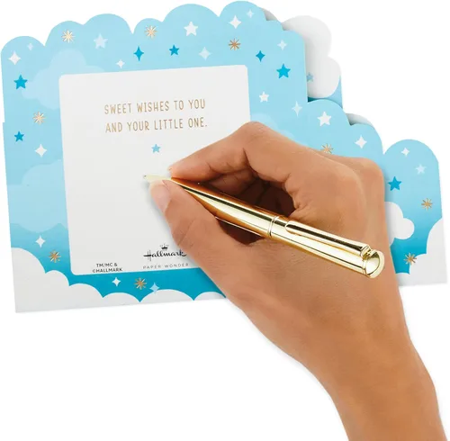 Vista 5 de Hallmark Paper Wonder - Tarjeta desplegable para bebé niño (globos azules) para baby showers, nuevos padres, felicitaciones