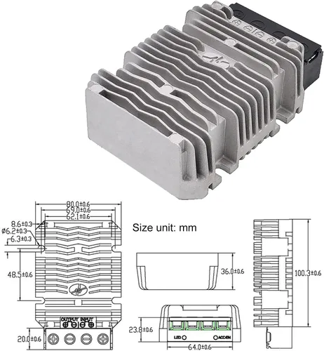 Vista 6 de Transformador de reducción de 24 V a 12 V CC, convertidor buck CC/CC de 50 A y 600 W, fuente de alimentación DIY