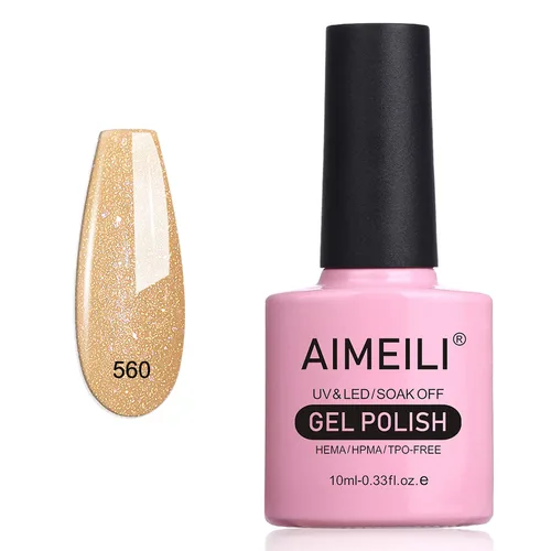 Vista 9 de AIMEILI Esmalte de uñas de gel sin hema, color nude, rosa con purpurina, tono de piel neutro, rosa brillante, natural, secado con LED UV para el 559