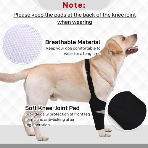 Vista 3 de Traje de recuperación para perros para piernas delanteras, mangas de recuperación para perros después de una cirugía con banda elástica, coderas