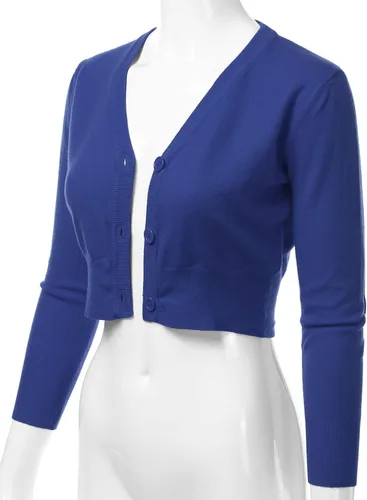 Vista 2 de Cárdigan corto de manga 34 para mujer (S-XXL)
