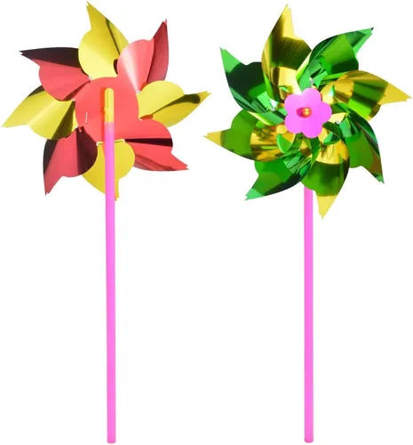 Vista 6 de 50pcs Molinete plástico del arco iris para los niños juguete jardín césped