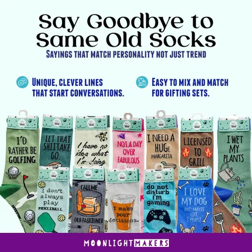 Vista 6 de Moonlight Makers Funny Colored Socks, Novelty Socks, Stocking Stuffer, Unisex Socks
