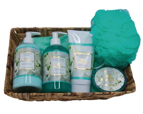 Vista 8 de Camille Beckman Cesta de regalo Essentials, Camille, terapia de manos de glicerina de 6 onzas, crema corporal sedosa de 13 onzas, gel limpiador