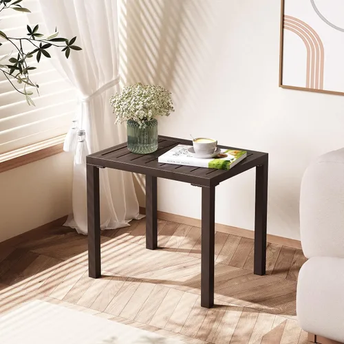 Vista 8 de Crestlive Products Mesa auxiliar al aire libre, mesa auxiliar rectangular de aluminio, mesa de café para patio pequeño para interiores y exteriores