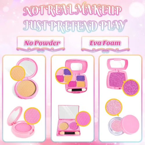 Vista 2 de Maquillaje de simulación para niños pequeños, juego de maquillaje de juguete para niños de 3 a 5 años, kit de maquillaje de juguete para niños