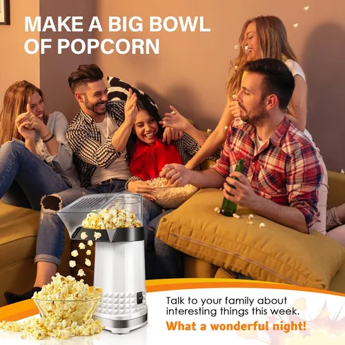 Vista 7 de Máquina de palomitas de maíz con taza medidora para derretir mantequilla, máquina de palomitas de maíz rápida y fácil para reuniones familiares, sin