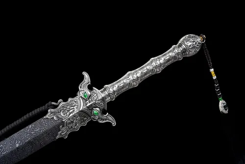 Vista 4 de Espada china Han Jian alto manganeso acero afilado hoja bestia protector de Negro
