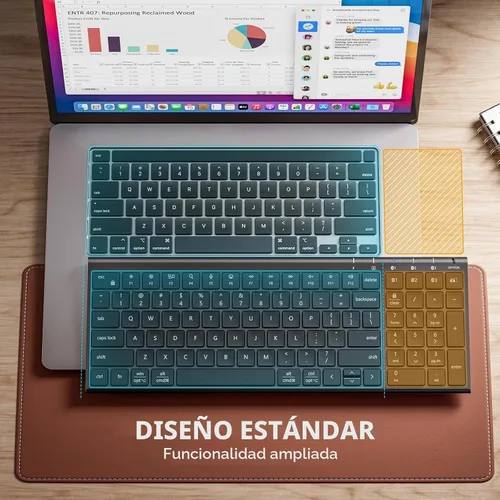Vista 3 de iClever BK10 SE - Teclado Bluetooth para Mac, teclado delgado de tamaño Negro