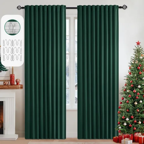Vista 114 de MIULEE Cortinas opacas con pestaña trasera de 63 pulgadas de largo, juego de 2 paneles para sala de estar, dormitorio, privacidad, bolsillo