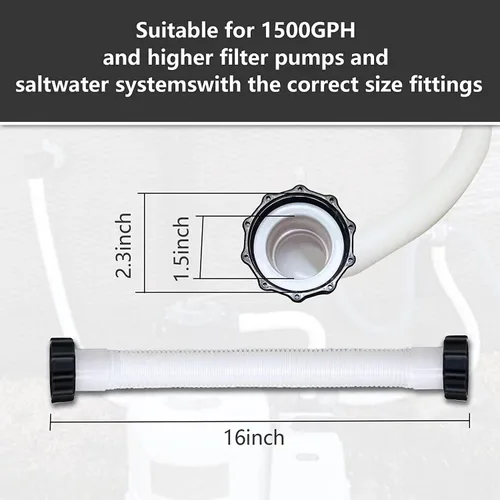 Vista 4 de Manguera de bomba de filtro de arena de piscina de 16 pulgadas compatible con bombas de filtro de arena de piscina Intex y sistemas de agua salada