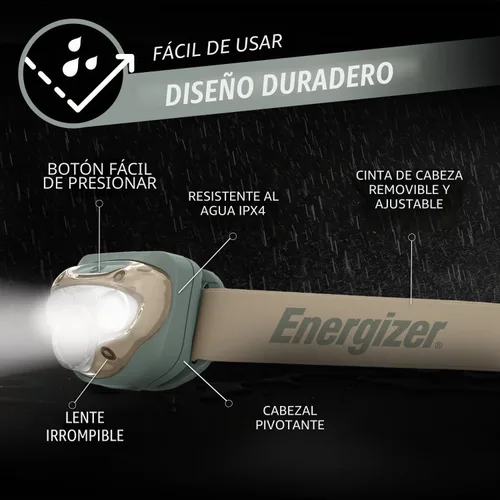 Vista 3 de Energizer Linterna frontal LED PRO (paquete de 2), linternas frontales resistentes al agua IPX4, linterna frontal de alto rendimiento