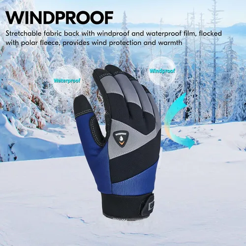 Vista 3 de Vgo... -20℃/-4°F COLDPROOF,Winter Work Gloves, Oil Resistant, Water Resistant & Windproof Gloves(Black&Gray,SL7721FW)