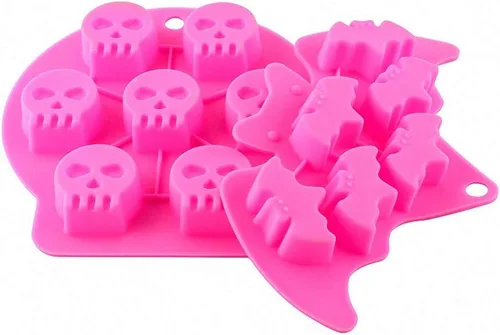 Vista 6 de MoldFun Bandeja de molde de silicona con forma de murciélago de calavera de Halloween, murciélago, fantasma, para chocolate, caramelos, gomitas