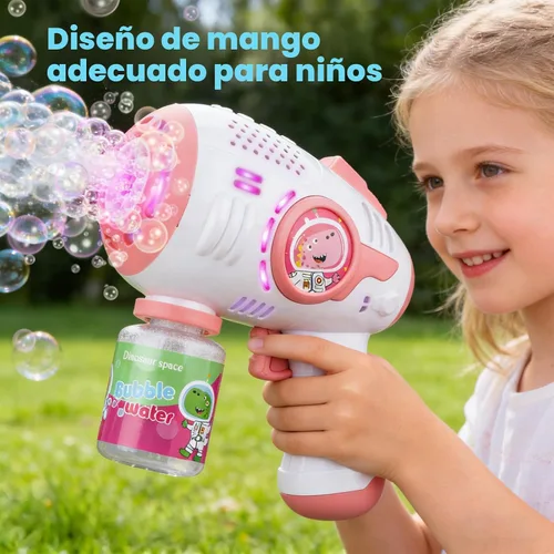 Vista 4 de Paquete de 2 pistolas de burbujas iluminadas para niños, 4 botellas y 10 recambios