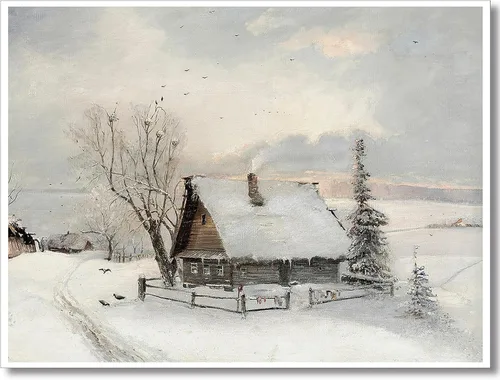 Vista 18 de Huabsad Arte de pared vintage de Navidad, retro, del siglo XVIII, rústico, naturaleza, paisaje, pósteres de lienzo de pueblo de invierno, famosas