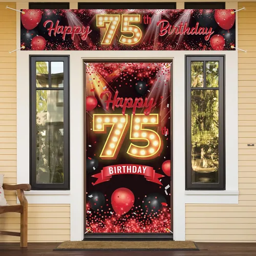 Vista 22 de Juego de carteles de feliz cumpleaños 10 para puerta, porche, decoraciones de cumpleaños de 10 años, suministros de fiesta para mujeres y hombres