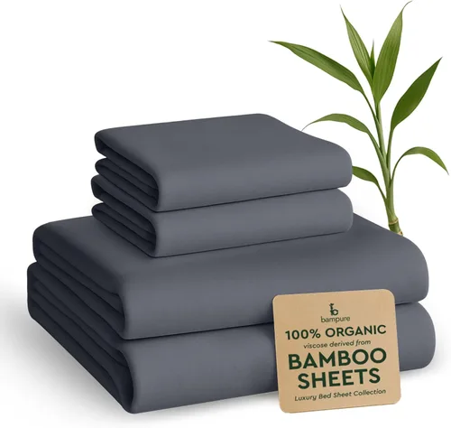 Vista 36 de BAMPURE Juego de sábanas tamaño Queen, 100% viscosa pura derivada de bambú, sábanas súper suaves y refrescantes para personas que duermen con calor