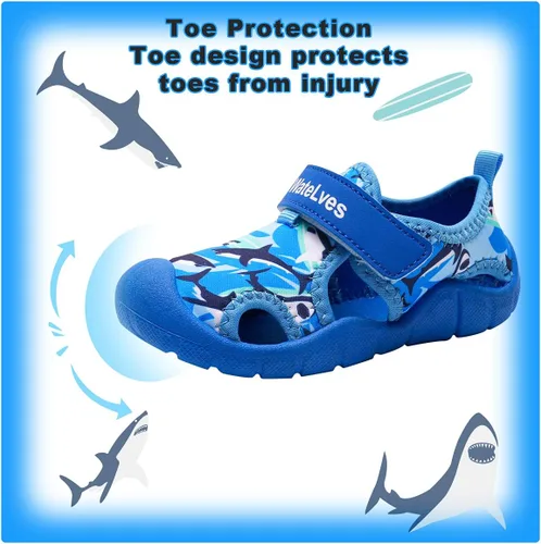 Vista 2 de WateLves Zapatos acuáticos para niñas y niños, de secado rápido, calcetines acuáticos para playa, natación, piscina, sandalias al aire libre